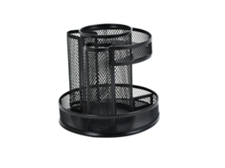 Organizador de Mesa Giratório em Tela Metálica Preta para Crianças, Porta, Canetas, Suporte de Mesa para Canetas, Armazenamento em Metal BRILVIBERA