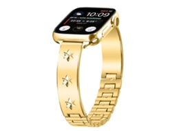 Bracelete Para Apple Watch 42/41/40/38mm - Metal Com Pétalas De Floco De Neve Dourada