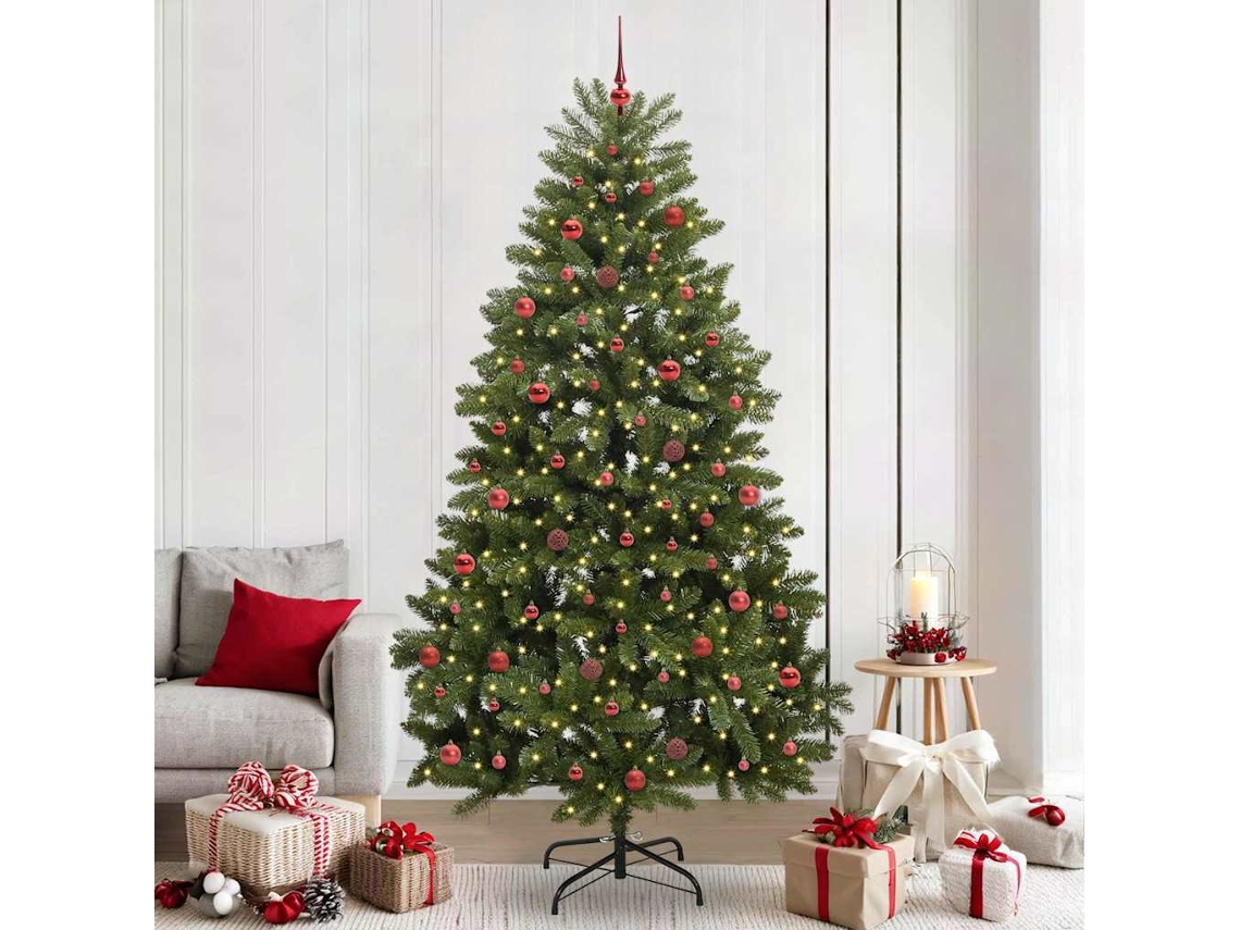 Vidaxl Árvore De Natal Artificial 240 Cm 300 Led Branco Quente Verde
