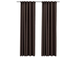 Maison Exclusive - Cortinas Opacas Asp. Linho Ganchos 2pcs 140x245cm Cinza-acas.