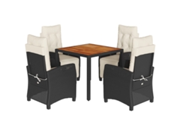 Conjunto de 5 Jantar para Jardim com Almofadões Vime Pe Preto MAISON EXCLUSIVE