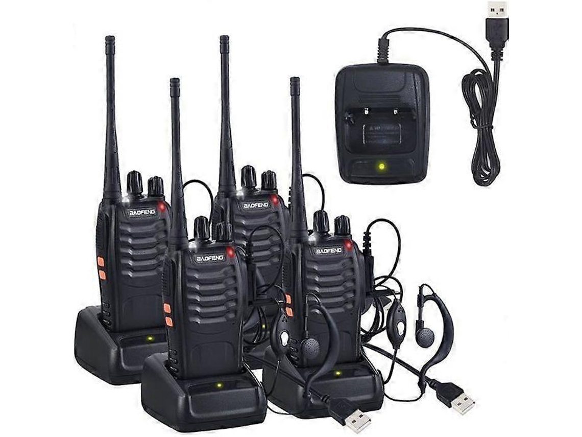 Rádio Bidirecional Uhf 400 470 Mhz Com Fone De Ouvido Original, 16 Canais, Transmissor Fm Portátil Preto Aquaforge Slowmoose