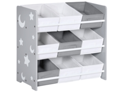 Estante Para Brinquedo Mdf E Tecido Não Tecido Cor Cinzento 63x30x60 Cm Zonekiz