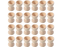 24 Tazas de Ovos de Madeira para Páscoa, Superfície e Bordos Suaves, Ideal para Desenhar e Decorar