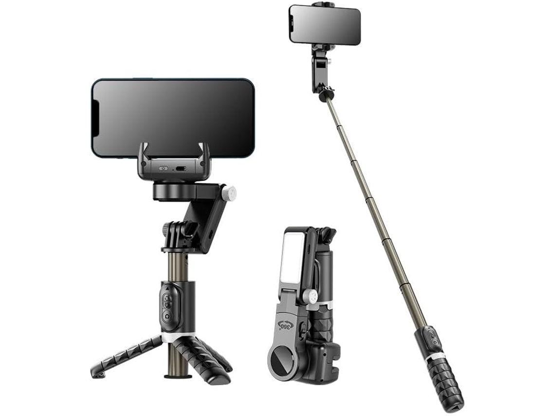 Bastão De Selfie Estabilizador Para Smartphone De 700 Mm Com Luz De Preenchimento E Rastreamento Automático (preto)
