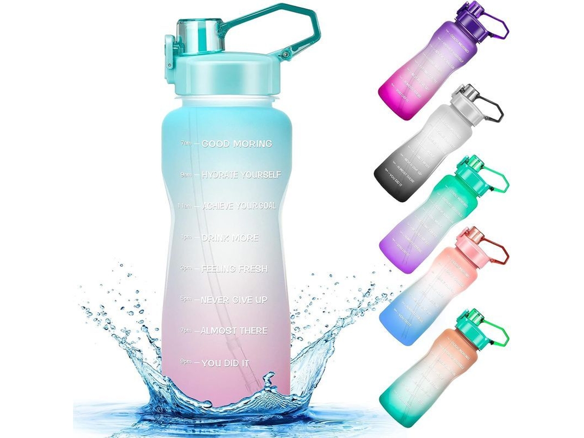 Rebe botella de Água de 64 Oz com Marcador de Tempo e Canudinho, Anti vazamento Bpa Free Tritan para Academia e Esportes Ao Ar Livre