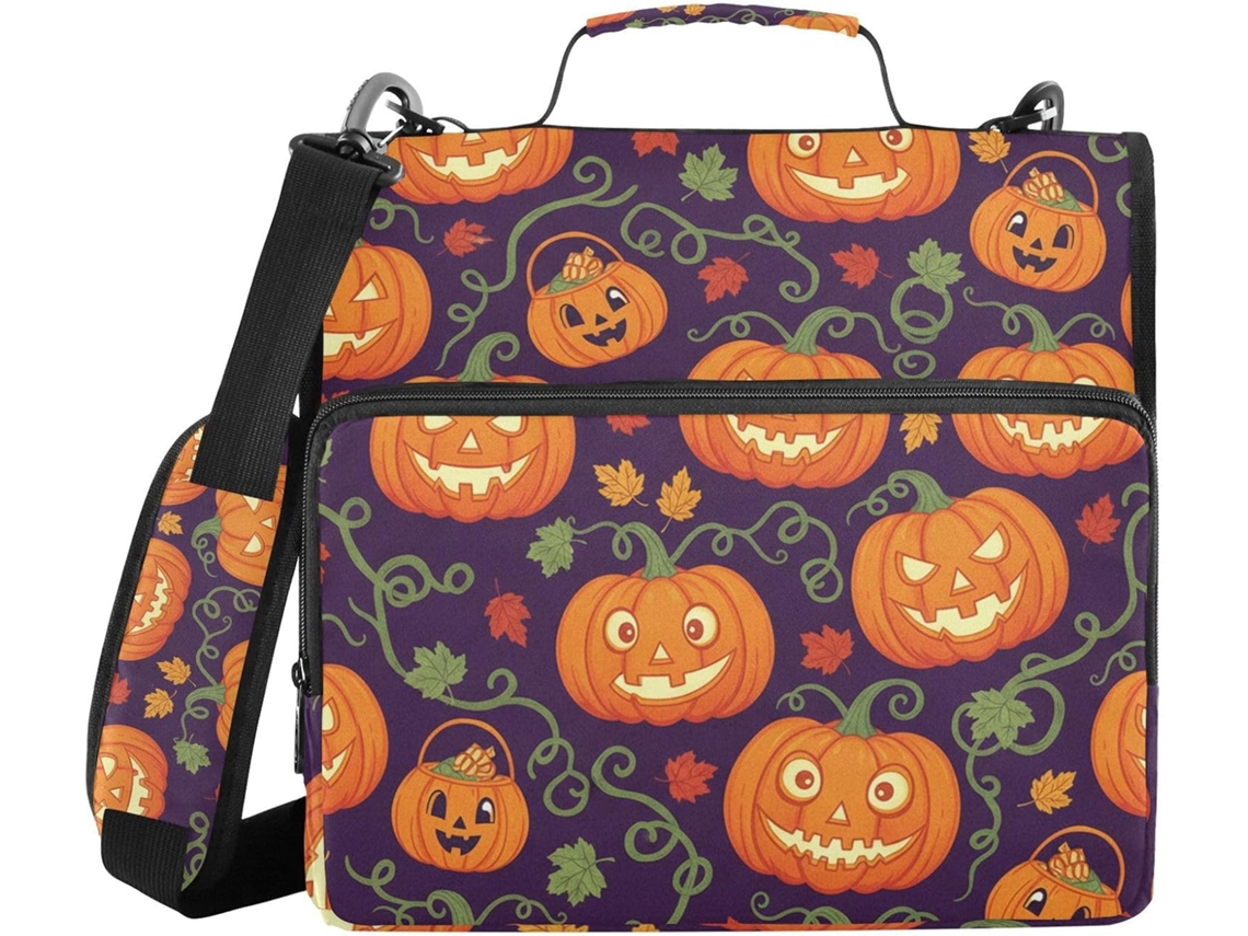 Bolsa de armazenamento portátil à prova d'água com estampa tradicional de gato de Halloween ou sem costura, com 3 alças de 1,5 polegadas.