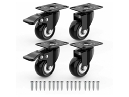 Conjunto De 4 Rodízios Giratórios Para Móveis, Incluindo 2 Com Freio Parafusos Aquaforge