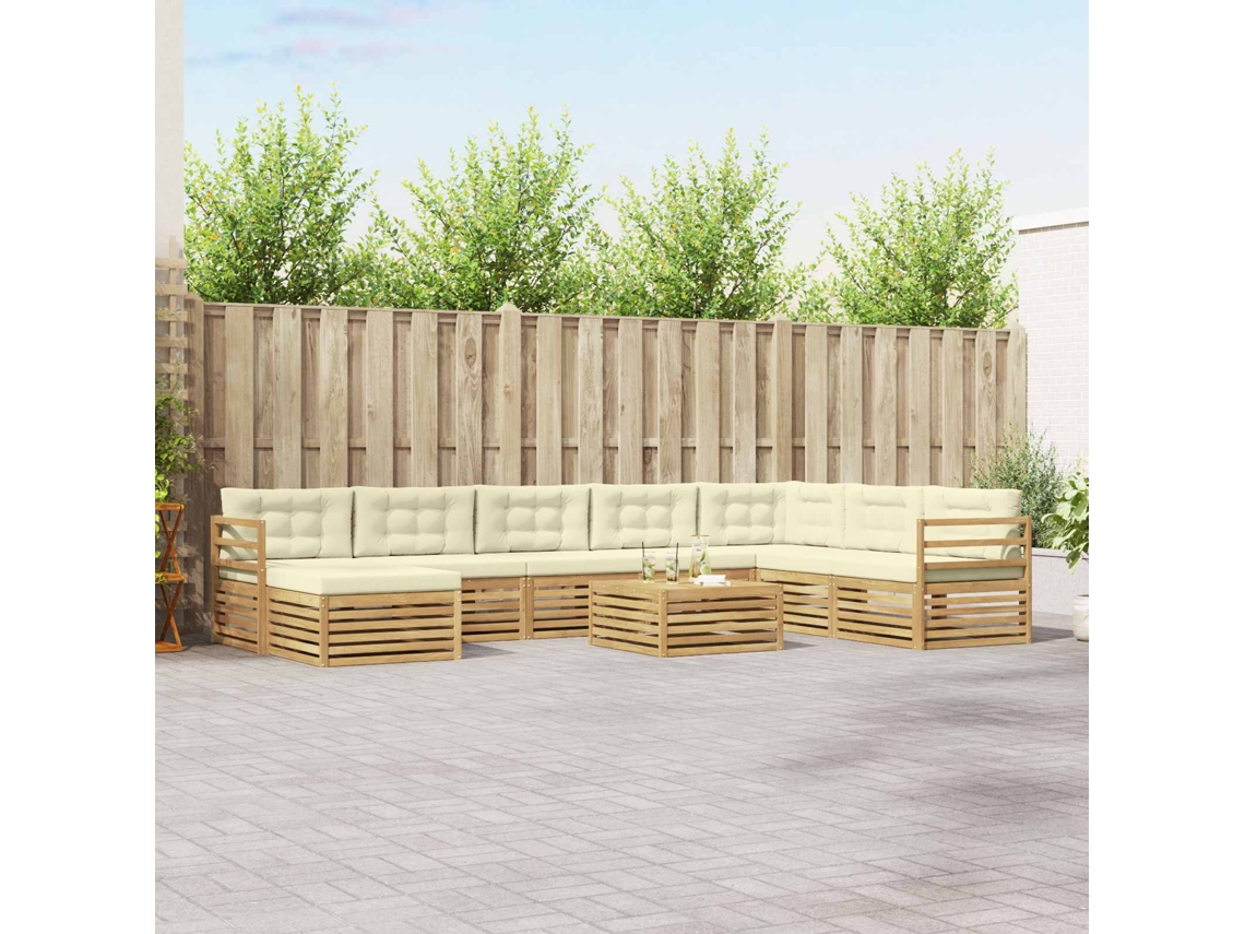 Vidaxl Conjunto De Sofás Para Exterior 9 Unid. Branco E Creme