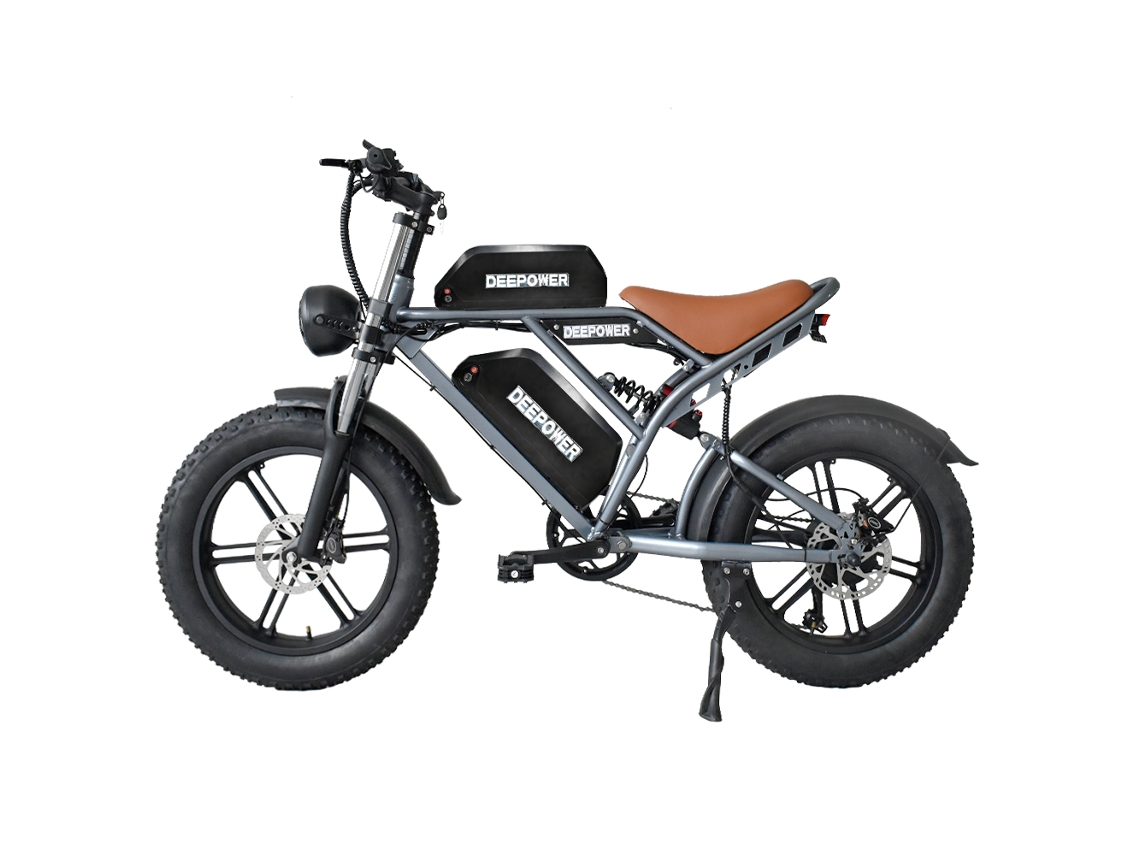 Bicicleta Elétrica DEEPOWER S7 com Bateria Dupla de 2000 W, 48 V, 55 Ah e Rodas de 20 Polegadas, Shimano de 7 Velocidades