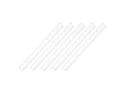 Régua métrica transparente em ABS, 30 cm, pacote com 5 unidades.