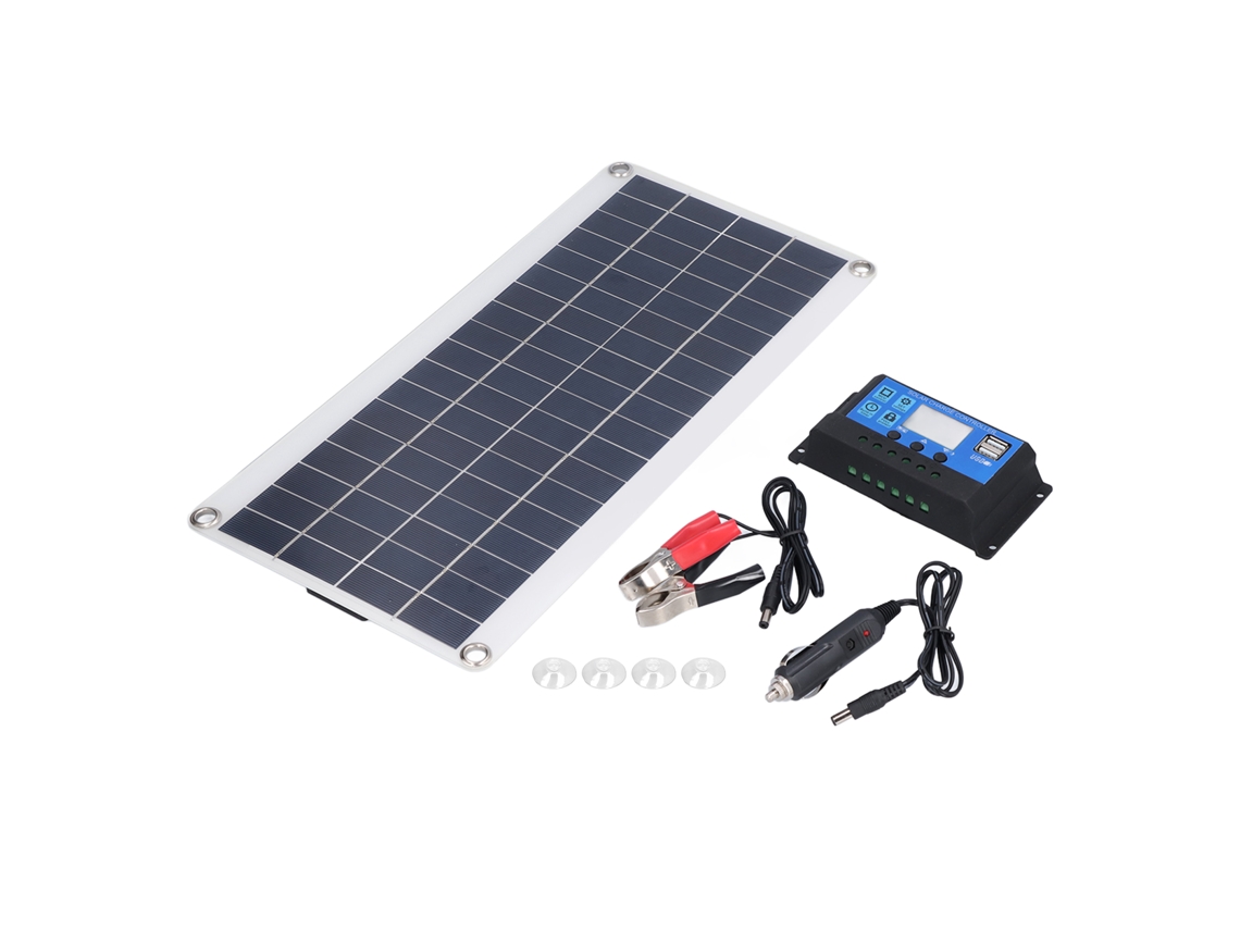 Kit Painel Solar Monocristalino 8W com Controlador 10A Portátil para Camping e Navio | S/MARCA