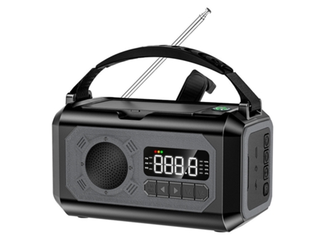 Rádio De Emergência Portátil Com Manivela 12000mah, Alerta Meteorológico Am/fm/noaa, Carregamento Type C Preto Siurn