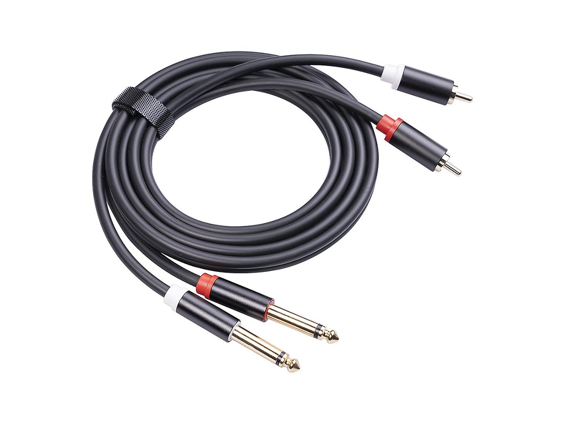 Dobre 6,35 A 2 Cabos Rca Do Conector De Áudio Do Cabo 59inch Para Oradores Do Microfone Allinless