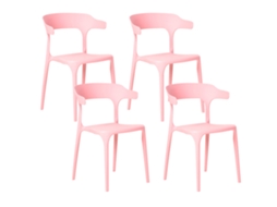 Conjunto De 4 Cadeiras De Jardim Beliani Gubbio De Polipropileno Rosa 50x49x76