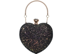 Bolsa Feminina Em Formato De Coração, Clutch De Noite Decorada Com Lantejoulas E Alça De Corrente.