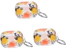 Conjunto de 3 Peças de Estojo Transparente em Tpu com Estampa Floral para Fones de Ouvido Compatíveis. SFUSHOS
