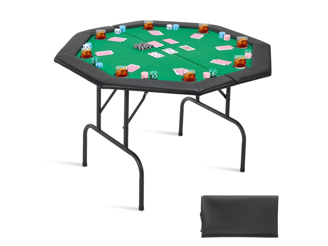 Mesa de Poker Dobrável para 8 Jogadores Texas Holdem 1260 x 1260 x 750 Mm Vevor
