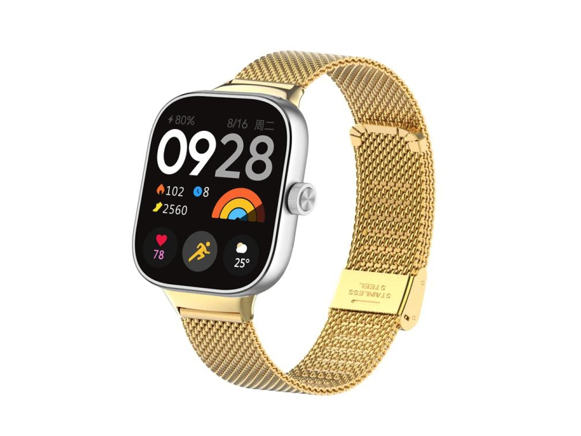 Bracelete para Redmi Watch 6 / 5 / 4 Aço Inoxidável Fivela de Malha Fina Dourada XIAOMOYU