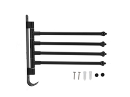 Cabide De Toalha Giratório Aço Inoxidável, Preto, 4 Braços, Barra Giratória Para Guarda-roupa Banheiro