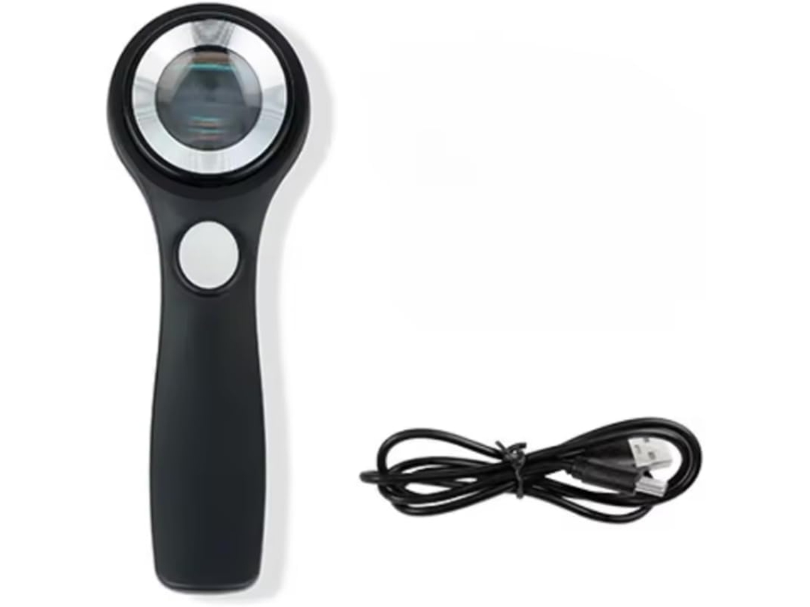 Lupa De Leitura Portátil Usb Com Led Uv, Ampliação De 60x, Microscópio De Bolso Recarregável. Gokoco