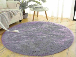 Lurelia Tapete Exterior Redondo Poliéster Antiderrapante Macio Fofo Branco 120x120 Cm R807