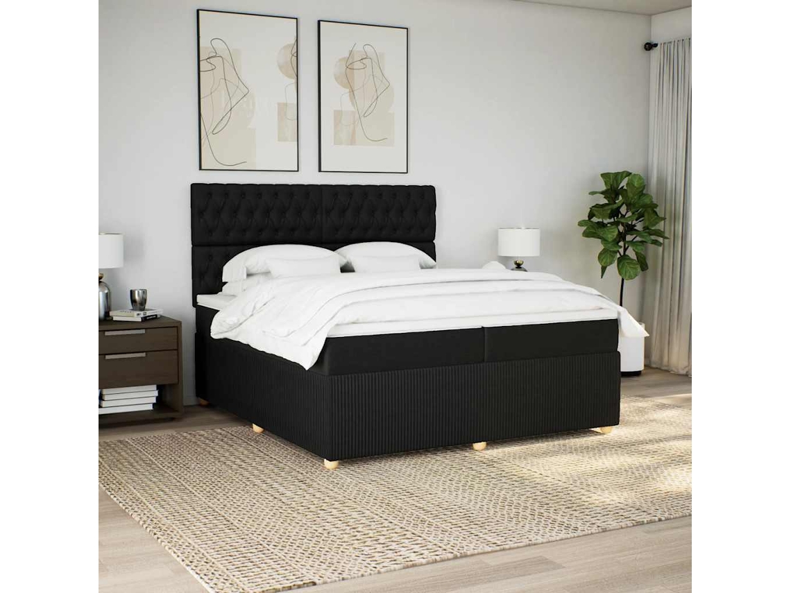 Vidaxl Cama Com Molas/colchão 200x200 Cm Tecido Preto
