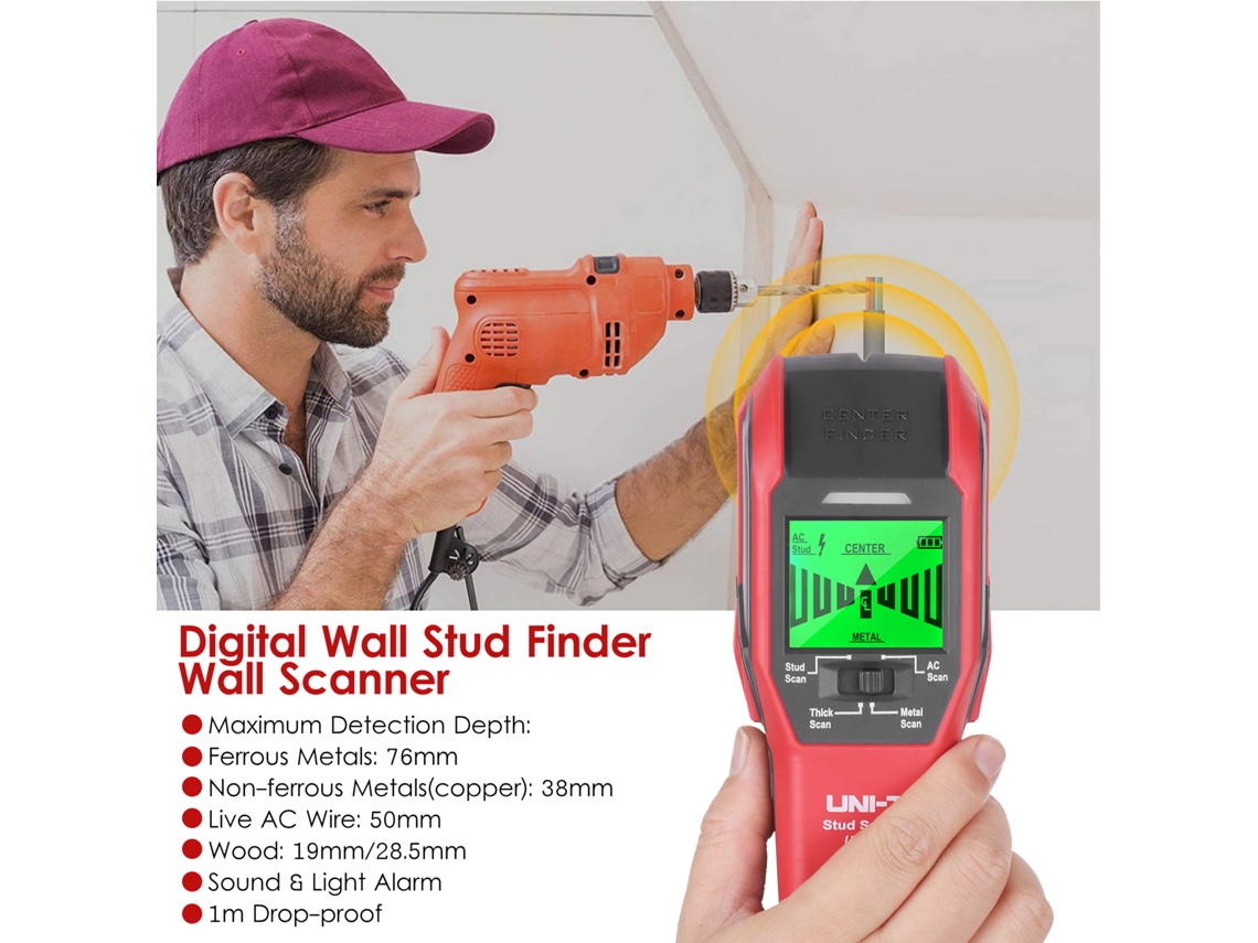Detector Digital Uni-t De Clavos Y Metales Con Escáner De Cable Ac Y Pantalla Lcd