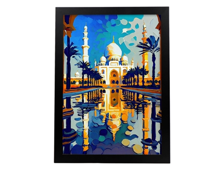 NACNIC Pôster Sheikh Zayed Em Estilo De Tinta A Óleo Ilustrações De Monumentos E Cidades Em Estilo Fotográfico Em Cores A3