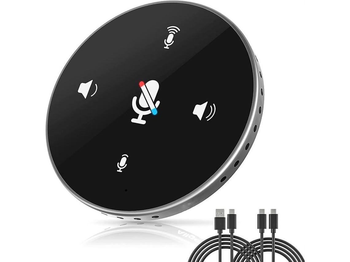 Microfone Usb 360° Omnidirecional Tela Led Botão Mudo Reuniões Zoom Skype Mac/windows Preto Yizhood