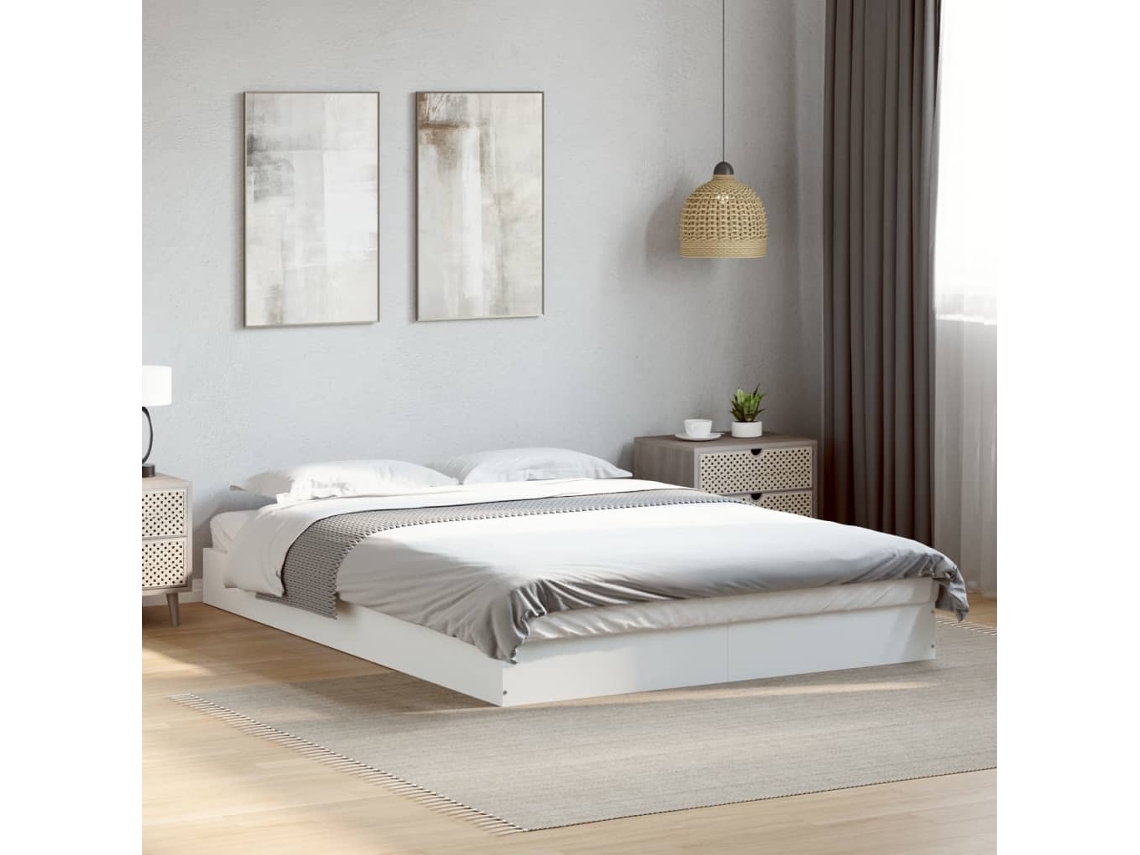 Estrutura De Cama 135x190 Cm Derivados De Madeira Branco