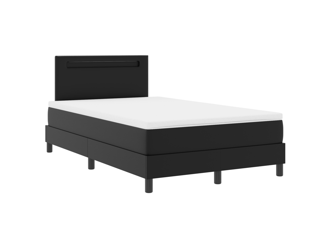 Conjunto 1 Cama De Quarto Vidaxl Preto Couro Sintético (120 X 200 Cm)