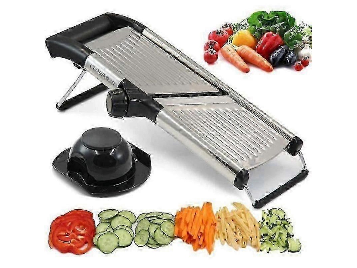 Mandoline De Cozinha Profissional Fatiador De Vegetais Multifuncional Ajustável Em Aço Inoxidável Com Pés Antiderrapantes Everley891