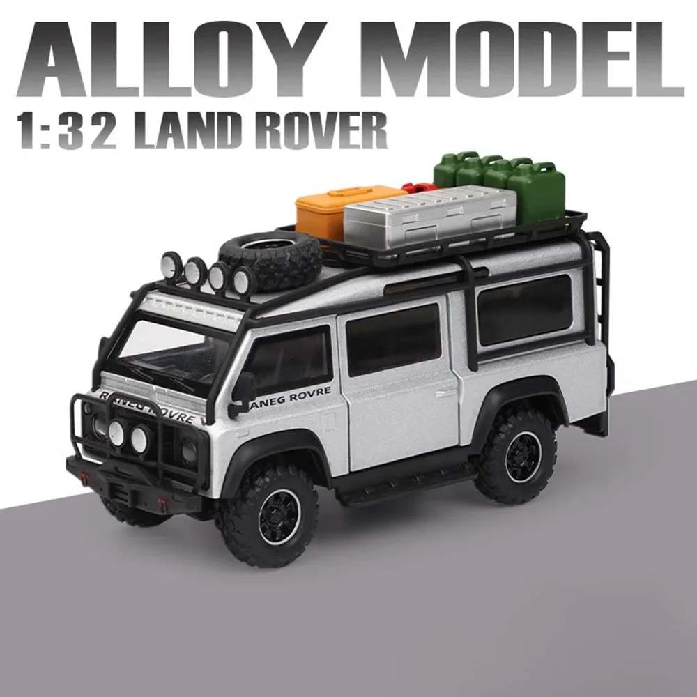 (prateado) Miniatura De Carro Land Rover Defender Range Rover Na Escala 1:32 Com Efeitos Sonoros E Luminosos, Um Presente Para Crianças.