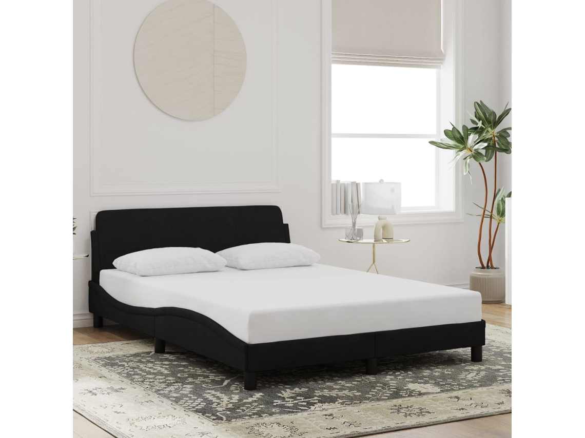 Estrutura De Cama Sem Colchão 140x200 Cm Veludo Preto