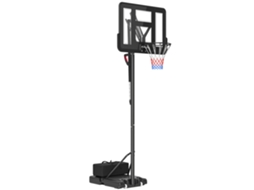 Suporte Para Cesta De Basquete Com Altura Ajustável De 235 A 305cm,base Com Rodízios E Espaço Para Enchimento,cor Preta. Ehstmind