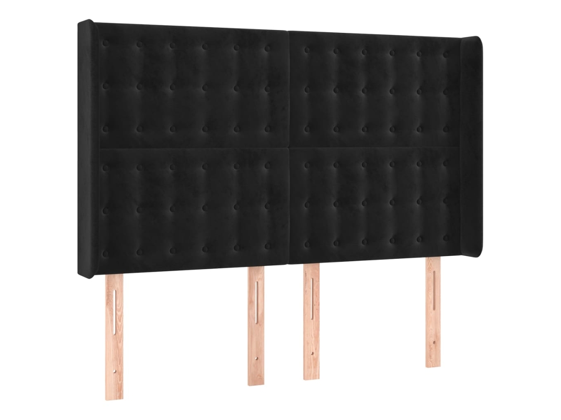 Headboard, Headboards Vidaxl Preto Veludo (147 X 16 X 118/128 Cm)