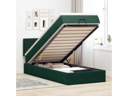 Vidaxl Estrutura De Cama Otomana Com Colchão Verde Escuro Veludo