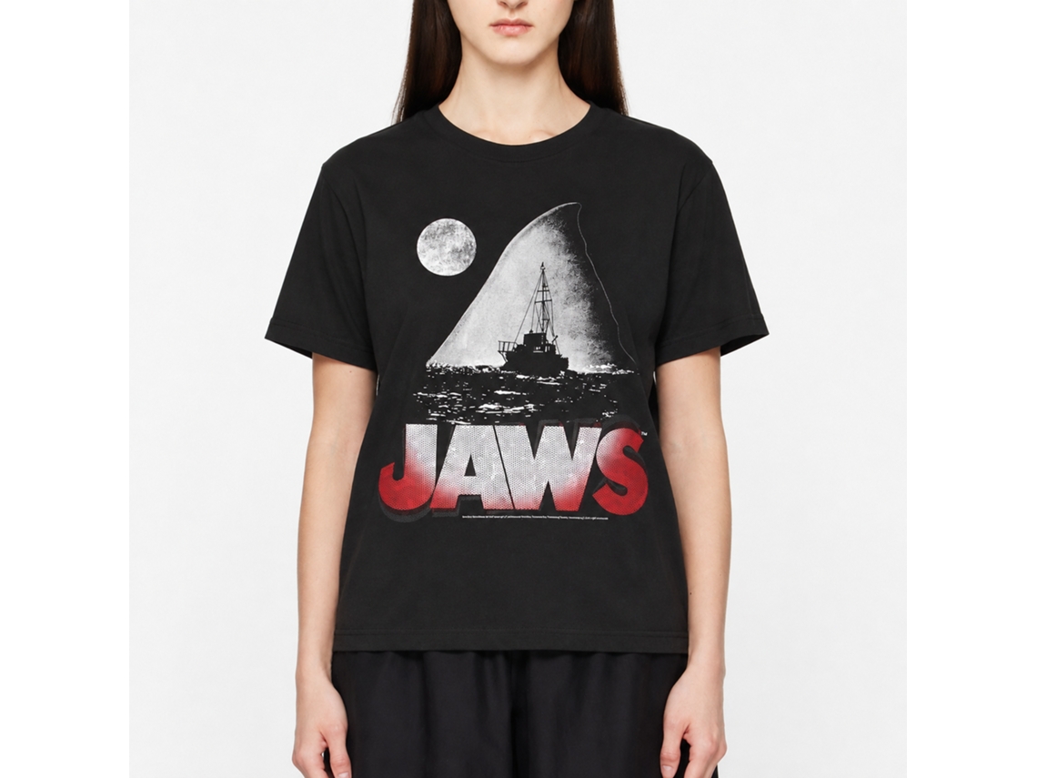 Rockinstone Jaws Movie Night Black Adult T-shirt Size:s