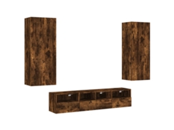 Tv Wall Unit, Tv Wall Units Vidaxl Marrom Madeira Processada (n/a)