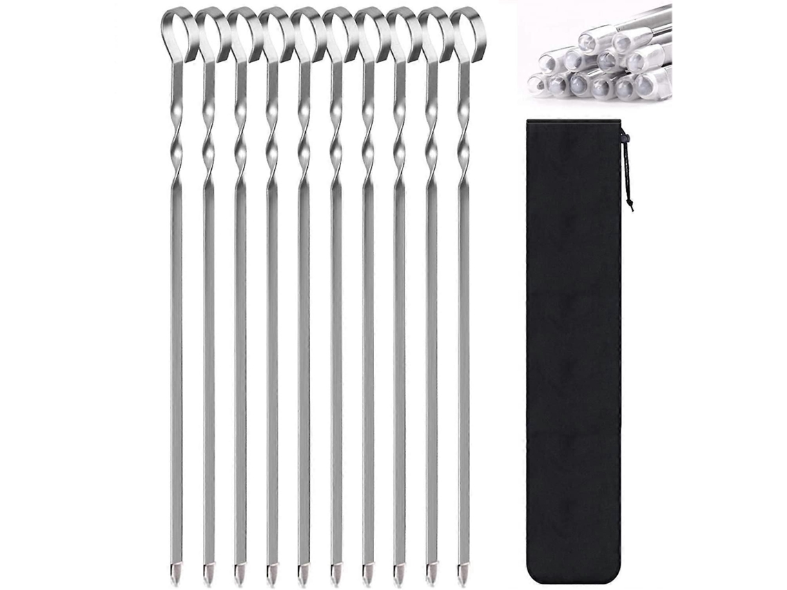 10 Espetos De Churrasco De Metal 36cm (14 Polegadas)