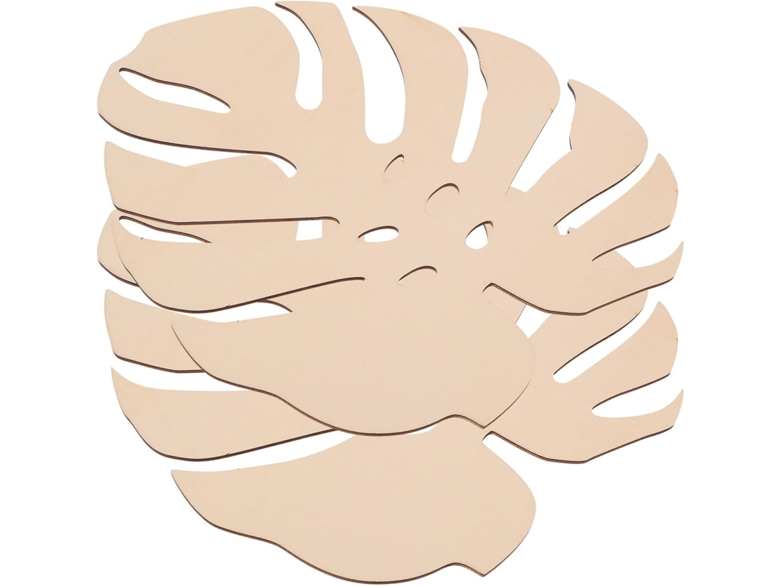 Conjunto 2 Recortes Folhas Madeira Artesanato Diy Superfícies Lisas Cáqui Decoração Natural Prática Festas Cor GOKOCO