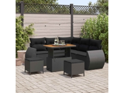 Vidaxl Conjunto De Sofá De Jardim 8 Unid. 7-número De Lugares Preto