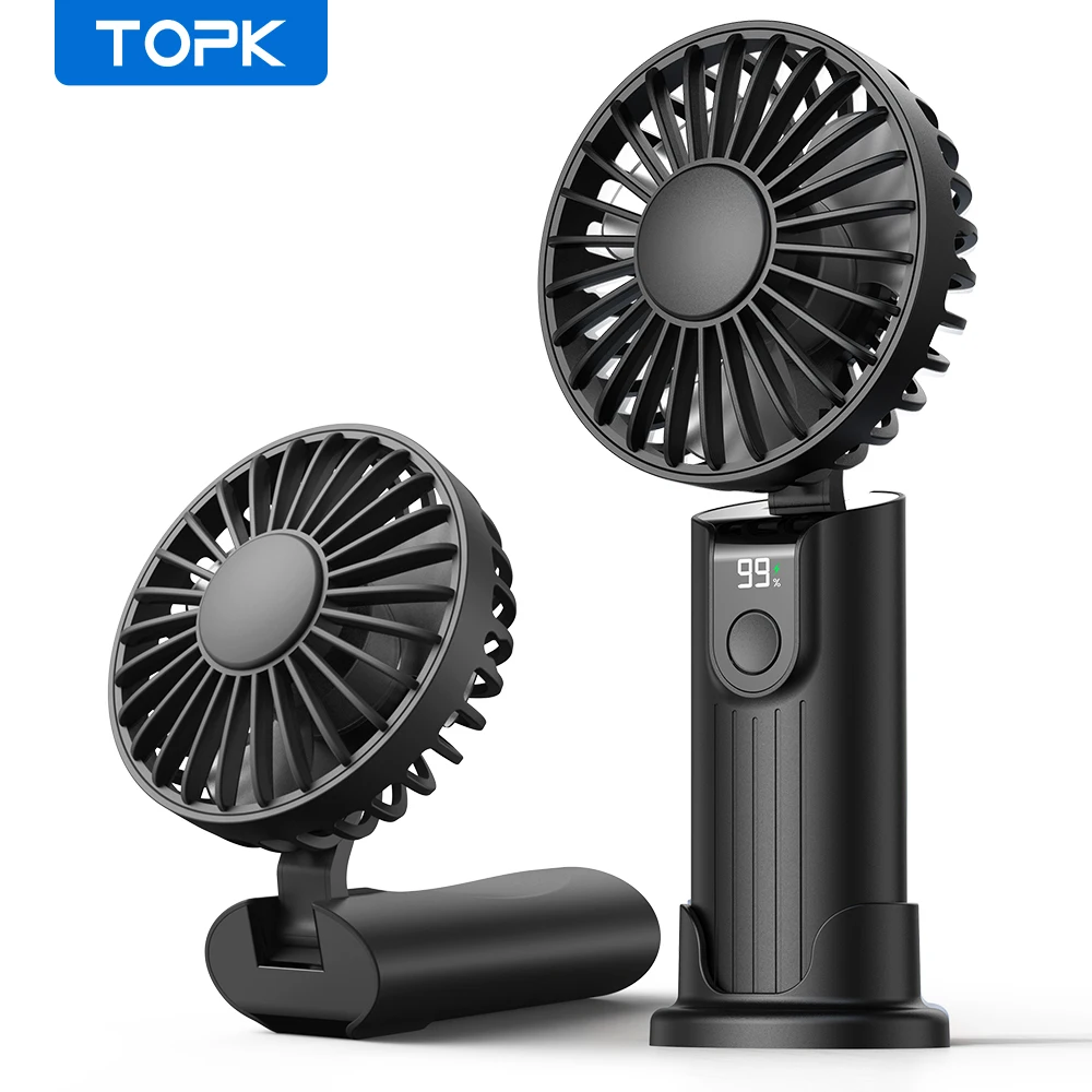 (preto 5000mah) Mini Ventilador Portátil De 5000mah Com 3 Velocidades De Vento.