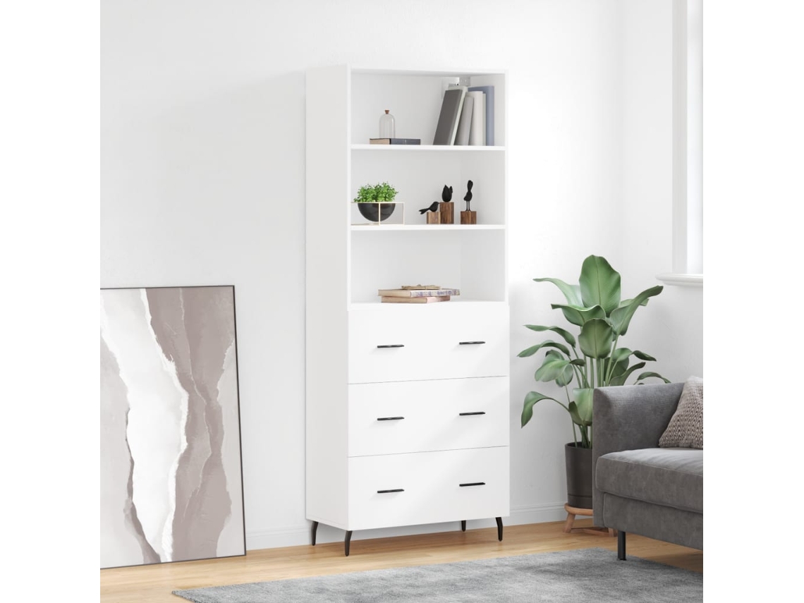 Vidaxl Armário Alto 69,5x34x180 Cm Derivados De Madeira Branco