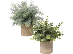 Mini Vasos de Plástico com Plantas Verdes Artificiais, Arbustos Podados Falsos e Plantas Artificiais, Pequenas Plantas Verdes Artificiais BRILVIBERA