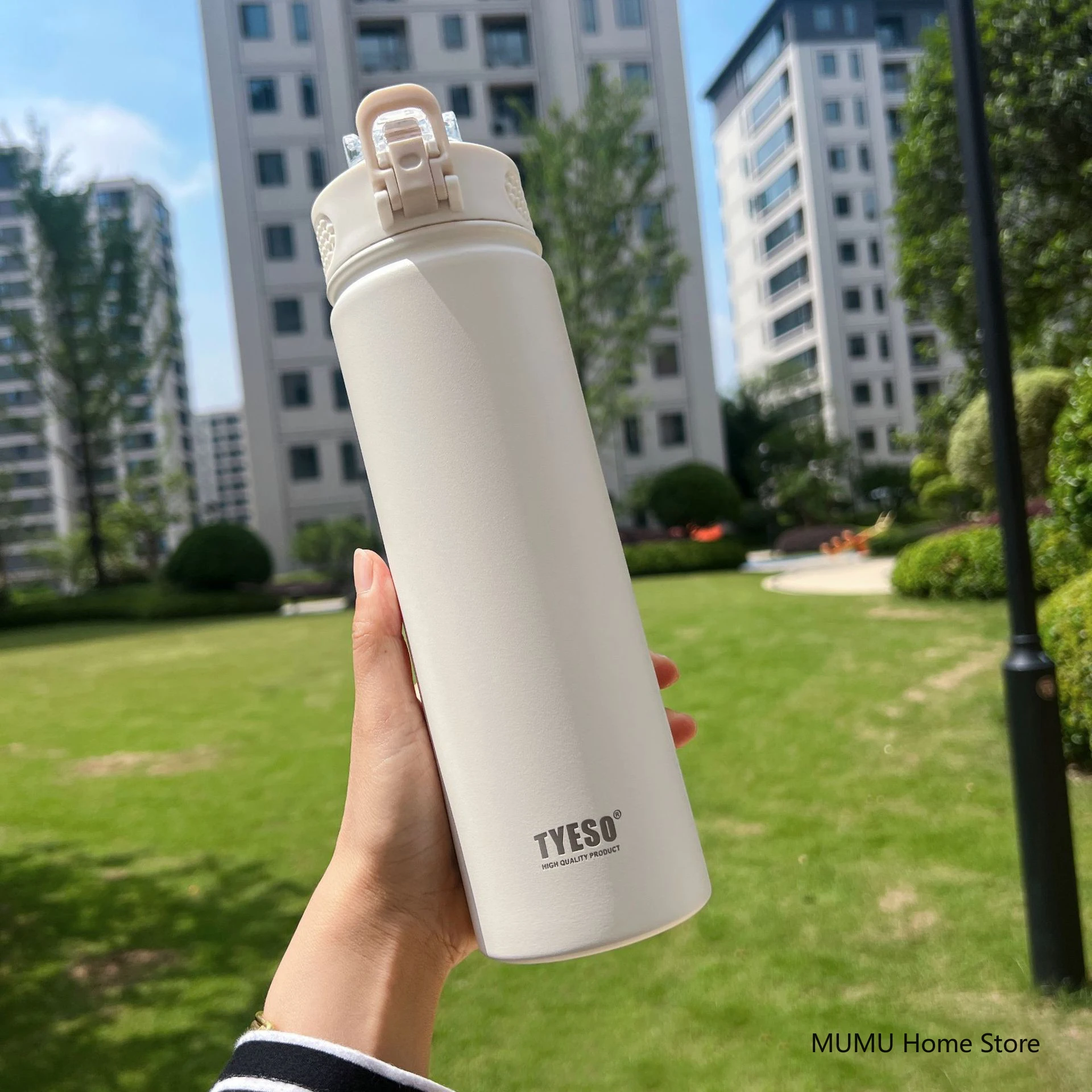 Garrafa Térmica/copo Térmico Para Carro Em Aço Inoxidável (branco, 750 Ml), Ideal Para Bebidas Quentes E Frias.