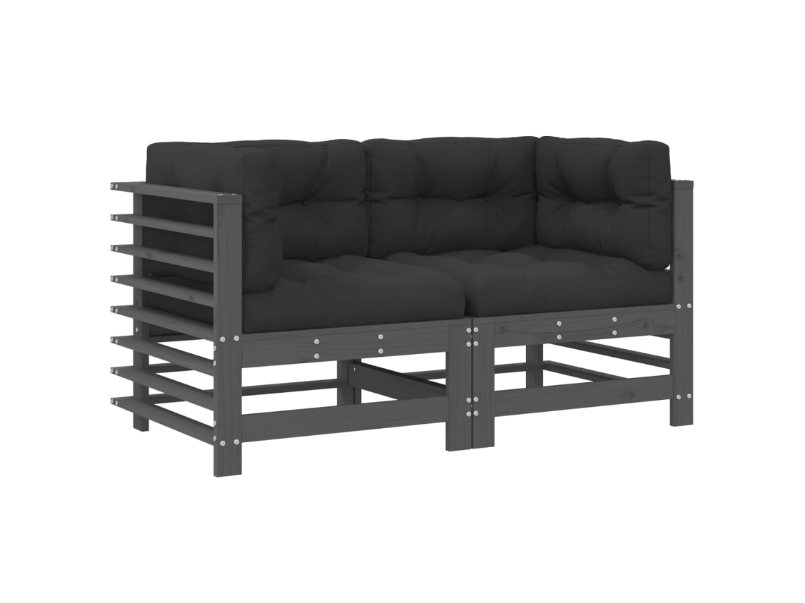 Maison Exclusive - Sofás De Canto Com Almofadões 2 Pcs Pinho Maciço Cinzento