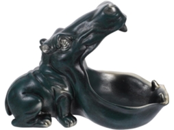 Tigela Decorativa Resina Formato Hipopótamo Porta Acessórios Fácil Limpar Escritório Estar Escultura Original GOKOCO