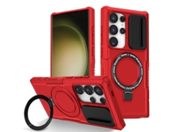 Capa Zruxe Compativel Com Samsung Galaxy S24 Ultra 5g (tpu Hybrid Pc - Sliding Camshield - Magsafe - Vermelho)